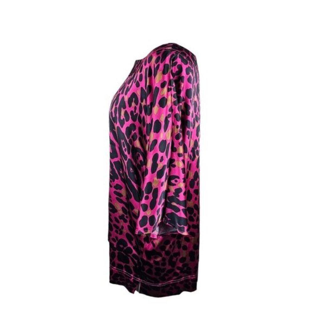 St John Raspberry Leopard Print Stretchy Silk Blo… - image 6